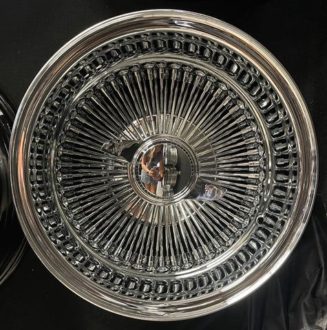 14" Wire Wheels Reverse 100 Spoke Chrome Wheels 14x7