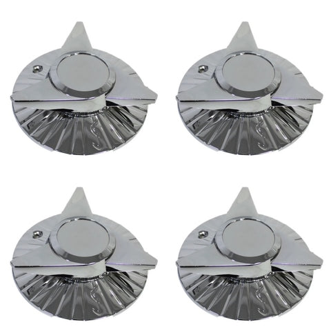 LA WIRE CENTER CAPS BOLT ON 3 BAR FLUTED SPINNERS NEW SET OF 4