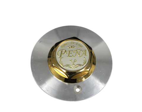 PRIME WHEEL 2 PIECE CENTER CAP RINES DE LUJO PENA POLISH GOLD HEX NUT 15x8 15x10 USED