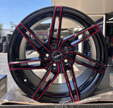 18X8.5 Versus VS88 Gloss Black Red Face 5x114.3 Set of 4