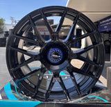 18X8.5 Versus VS22 Gloss Black Blue Center Cap 5x108/114.3 Set of 4