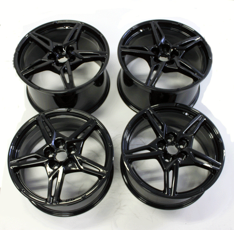 19" + 20" Wheels Chevy Corvette C8 OEM 14007 14008 Gloss Black  2020-2023