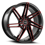 18X8.5 Versus VS88 Gloss Black Red Face 5x114.3 Set of 4