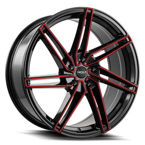 18X8.5 Versus VS88 Gloss Black Red Face 5x114.3 Set of 4
