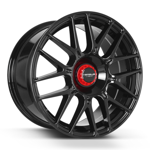 17X8 Versus VS22 Gloss Black Red Cap 5x100/114.3 Set of 4