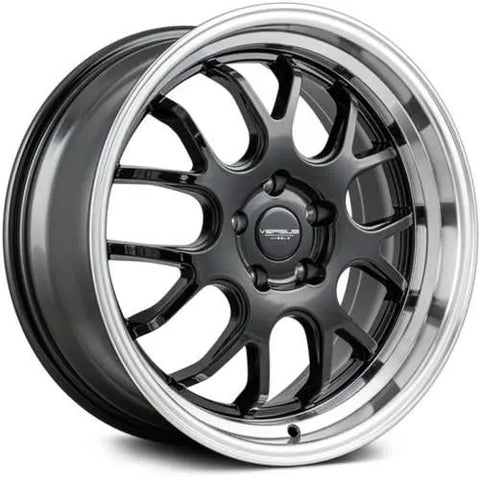 17" Versus Racing Wheels VS824 Black Machined Lip