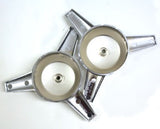 3 BAR CHROME KNOCK OFFS CLASSIC UNIVERSAL SPINNERS NEW SET OF 2 PLASTIC