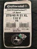 Continental CrossContact LX Sport 275/45R21 XL Tire 110Y (1 Tire) 275 45 21