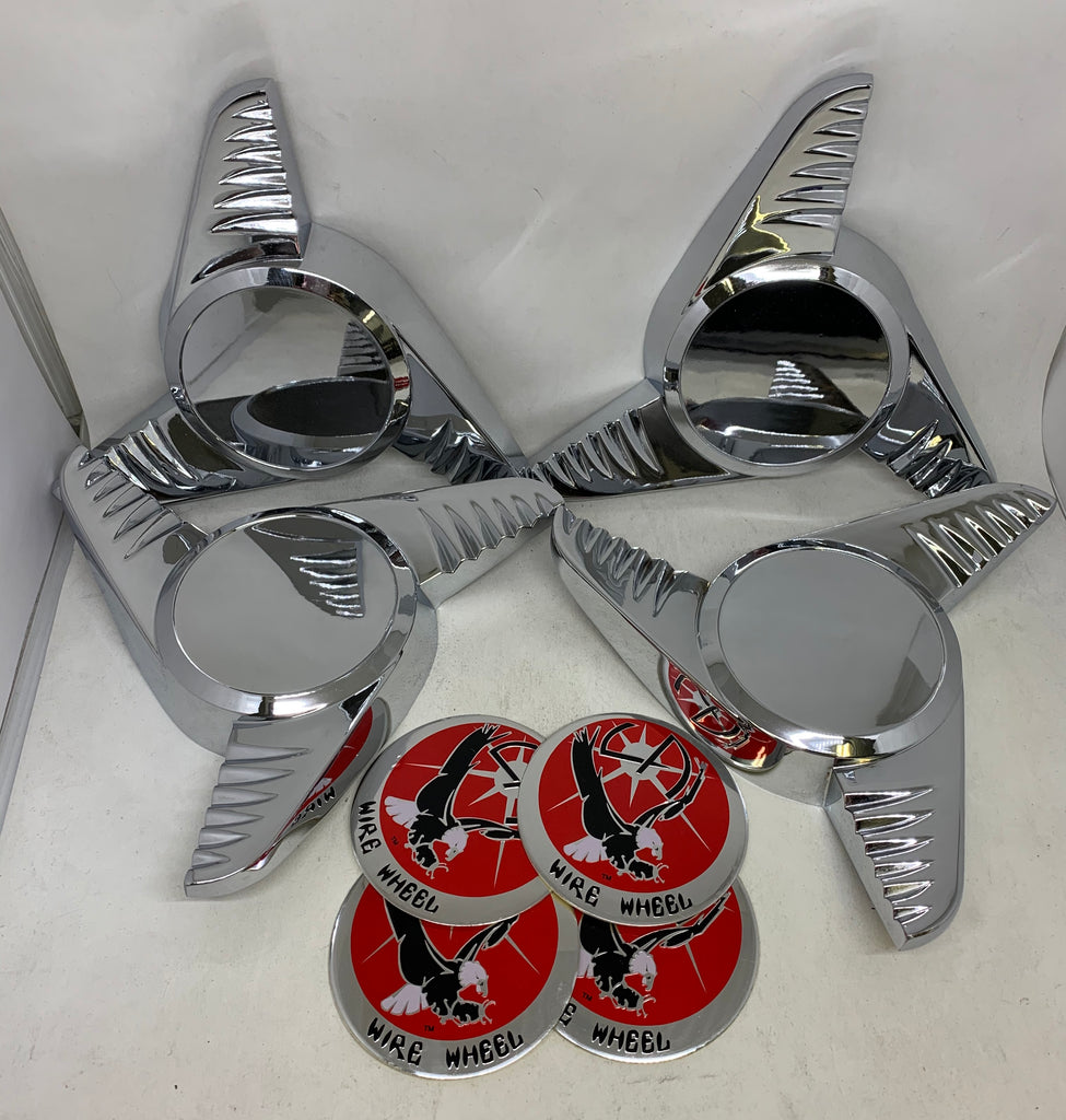 3 Bar Chrome Spinners LA Wire Wheel Center Cap Bolt New San Fernando