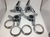 TRU SPOKE CRAGAR WIRE WHEELS 3 BAR SPINNERS TRU-SPOKE NEW SET (4) SUPERIOR CHROM